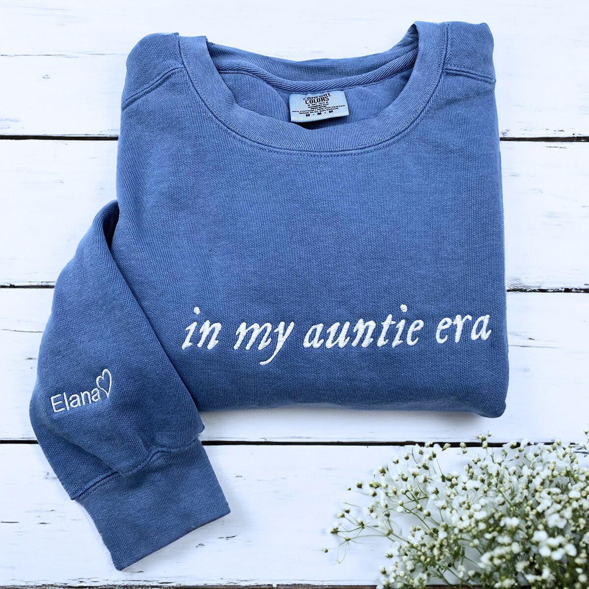 In My Auntie Era Sweatshirt or T-Shirt, Custom Embroidered Gift for New Aunt