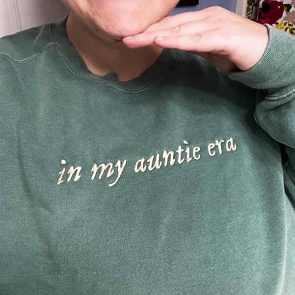 In My Auntie Era Sweatshirt or T-Shirt, Custom Embroidered Gift for New Aunt
