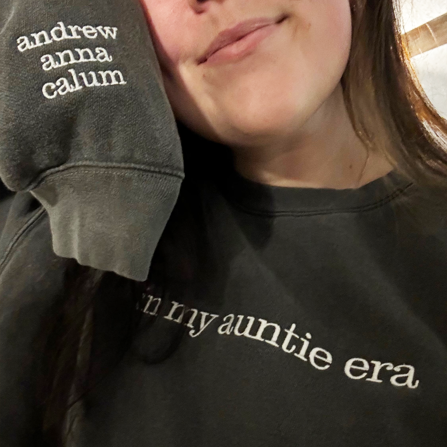 In My Auntie Era Sweatshirt or T-Shirt, Custom Embroidered Gift for New Aunt