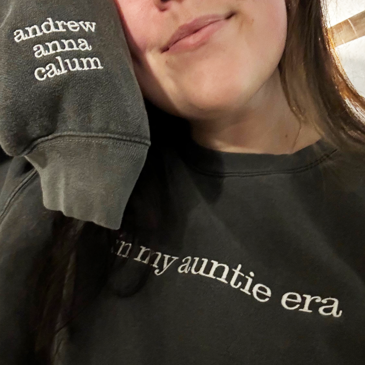 In My Auntie Era Sweatshirt or T-Shirt, Custom Embroidered Gift for New Aunt