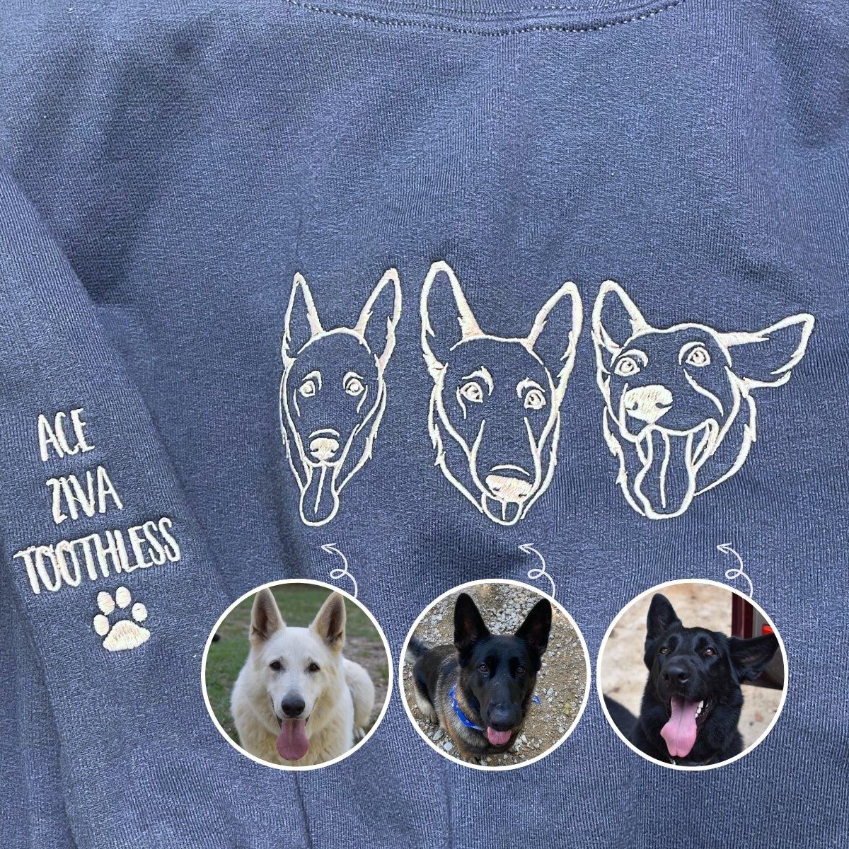 Husky Sweatshirt or Hoodie, Custom Embroidered Gift from Photo Name