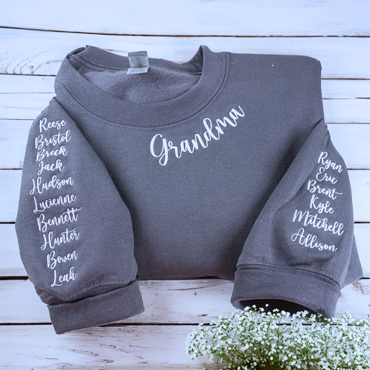 I Wear My Heart On My Sleeve Sweatshirt or Hoodie, Custom Embroidered Gift for Mom