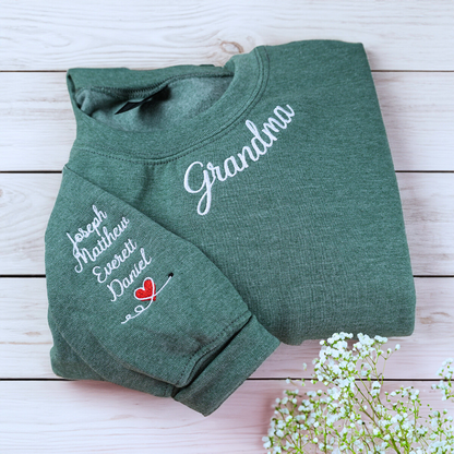 I Wear My Heart On My Sleeve Sweatshirt or Hoodie, Custom Embroidered Gift for Mom