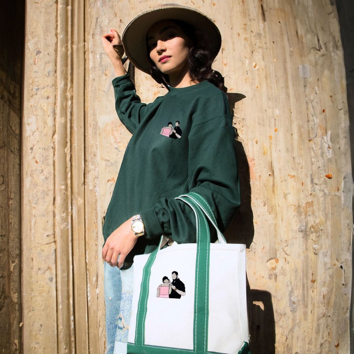 His & Hers Twin Pack: Embroidered Sweatshirt & Tote Bag