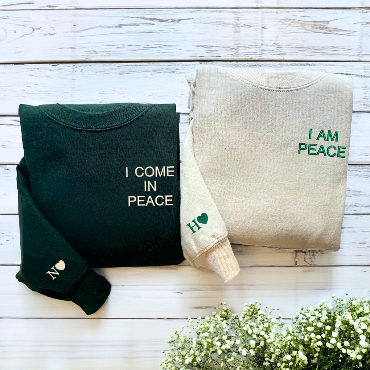 I Come In Peace Sweatshirt or Hoodie, Custom Embroidered Valentines Idea For Couples