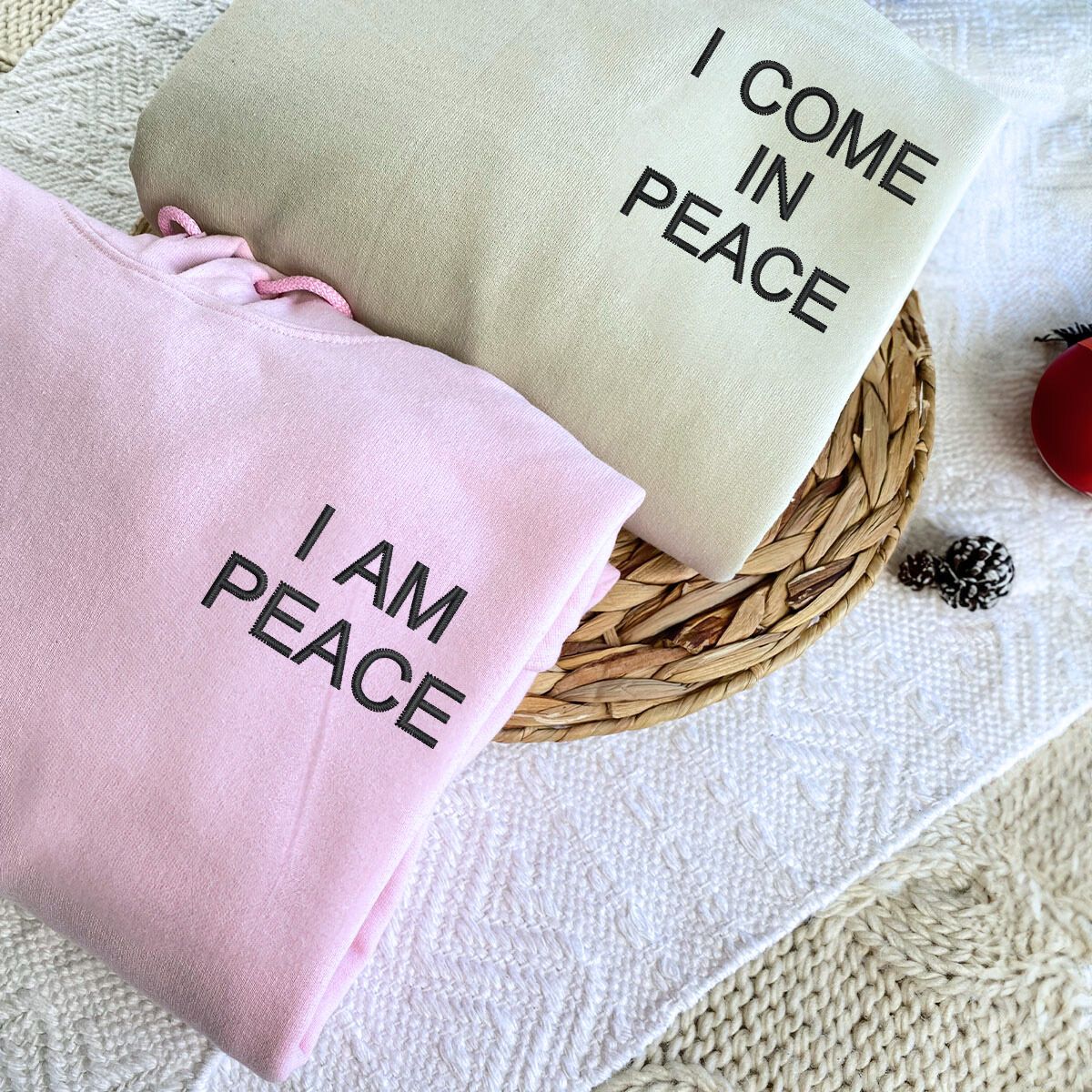 I Come In Peace Sweatshirt or Hoodie, Custom Embroidered Valentines Idea For Couples