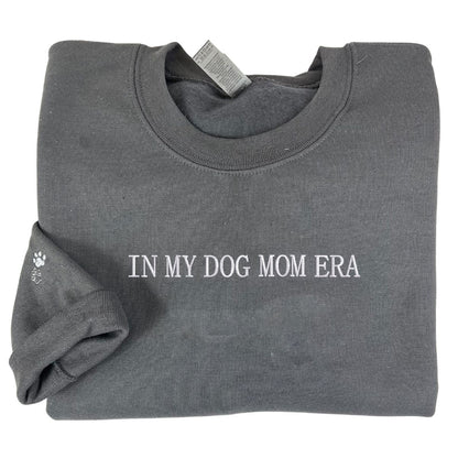 In My Dog Mom Era Sweatshirt, Hoodie Embroidered with Dog Ear, Name