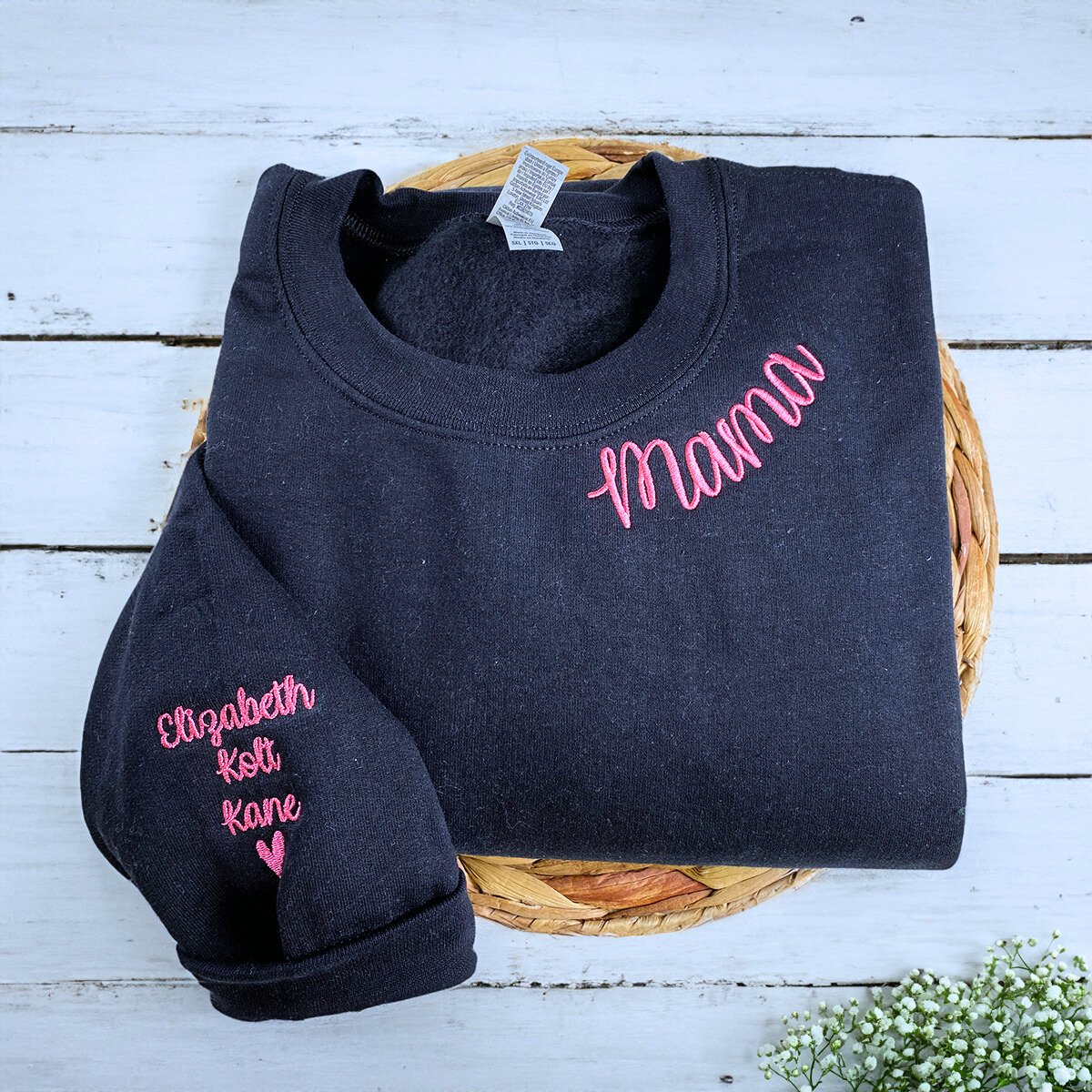 I Wear My Heart On My Sleeve Sweatshirt or Hoodie, Custom Embroidered Gift for Mom